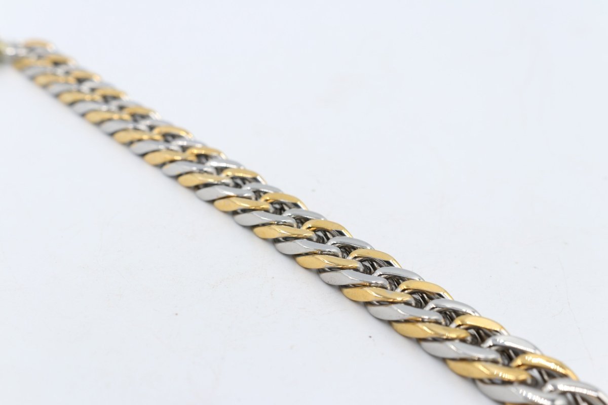 Gold Plated & Stainelss Steel Heavy Curb link Bracelet 23cm GP07