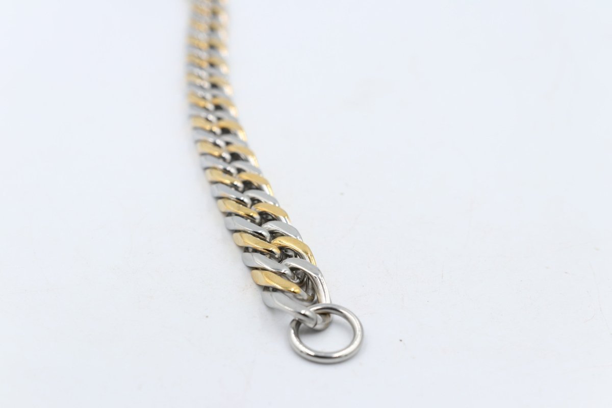 Gold Plated & Stainelss Steel Heavy Curb link Bracelet 23cm GP07