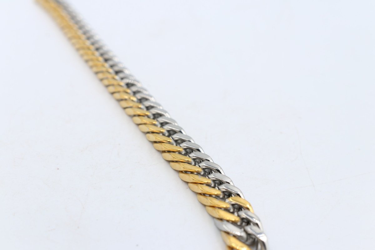 Gold Plated & Stainelss Steel Heavy Curb link Bracelet 23cm GP08