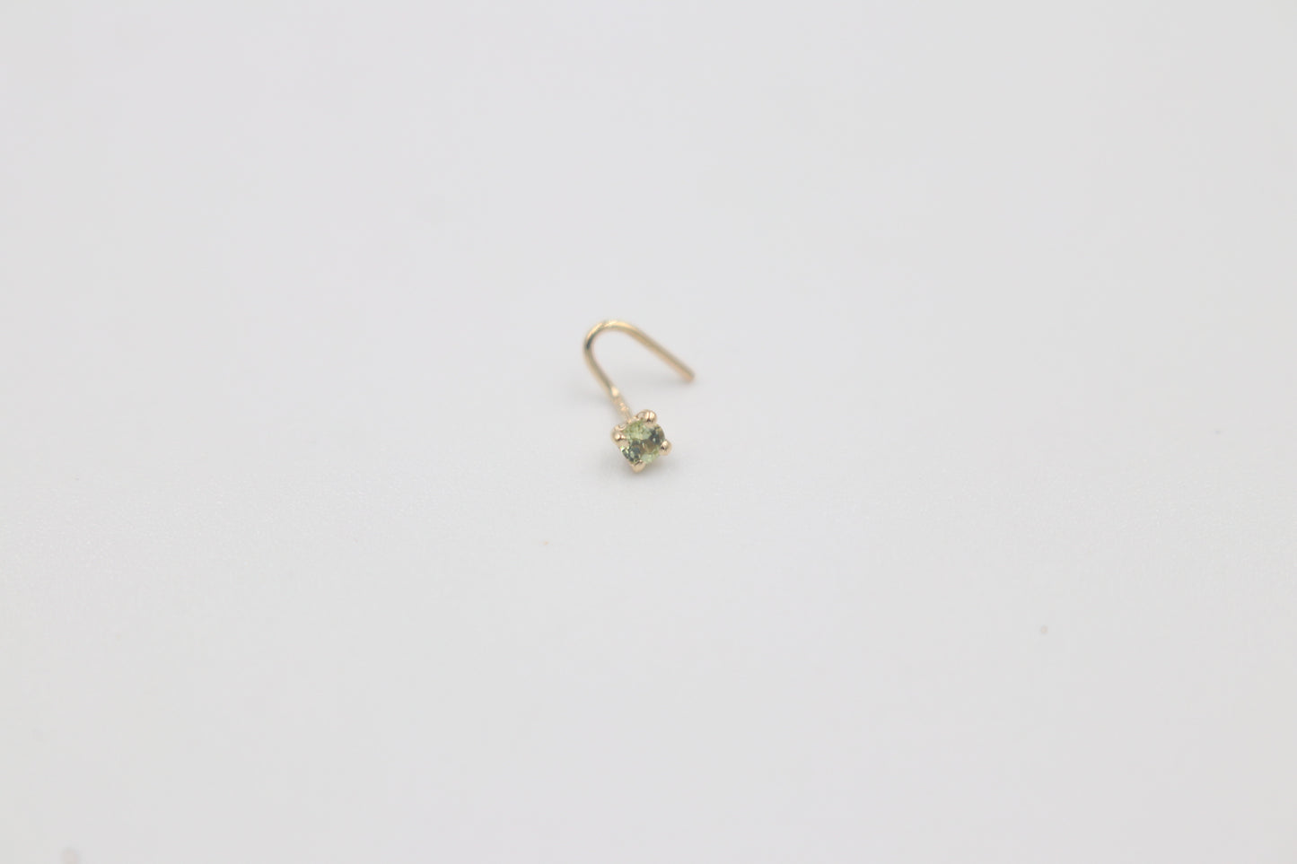 9ct Gold Genuine Peridot Nose Stud 2mm