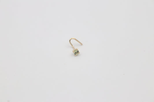 9ct Gold Genuine Peridot Nose Stud 2mm