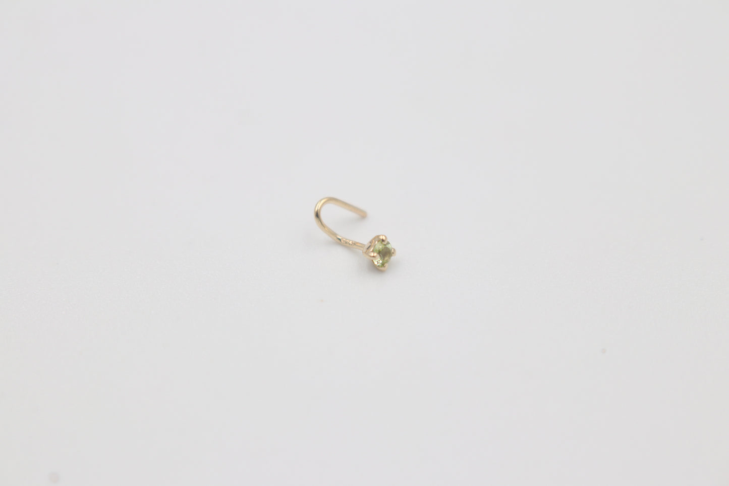 9ct Gold Genuine Peridot Nose Stud 2mm