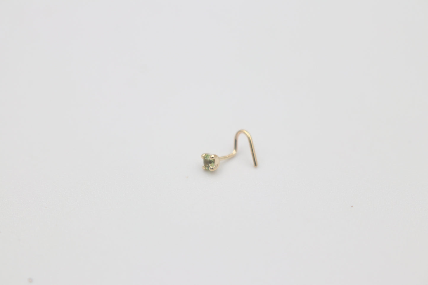 9ct Gold Genuine Peridot Nose Stud 2mm