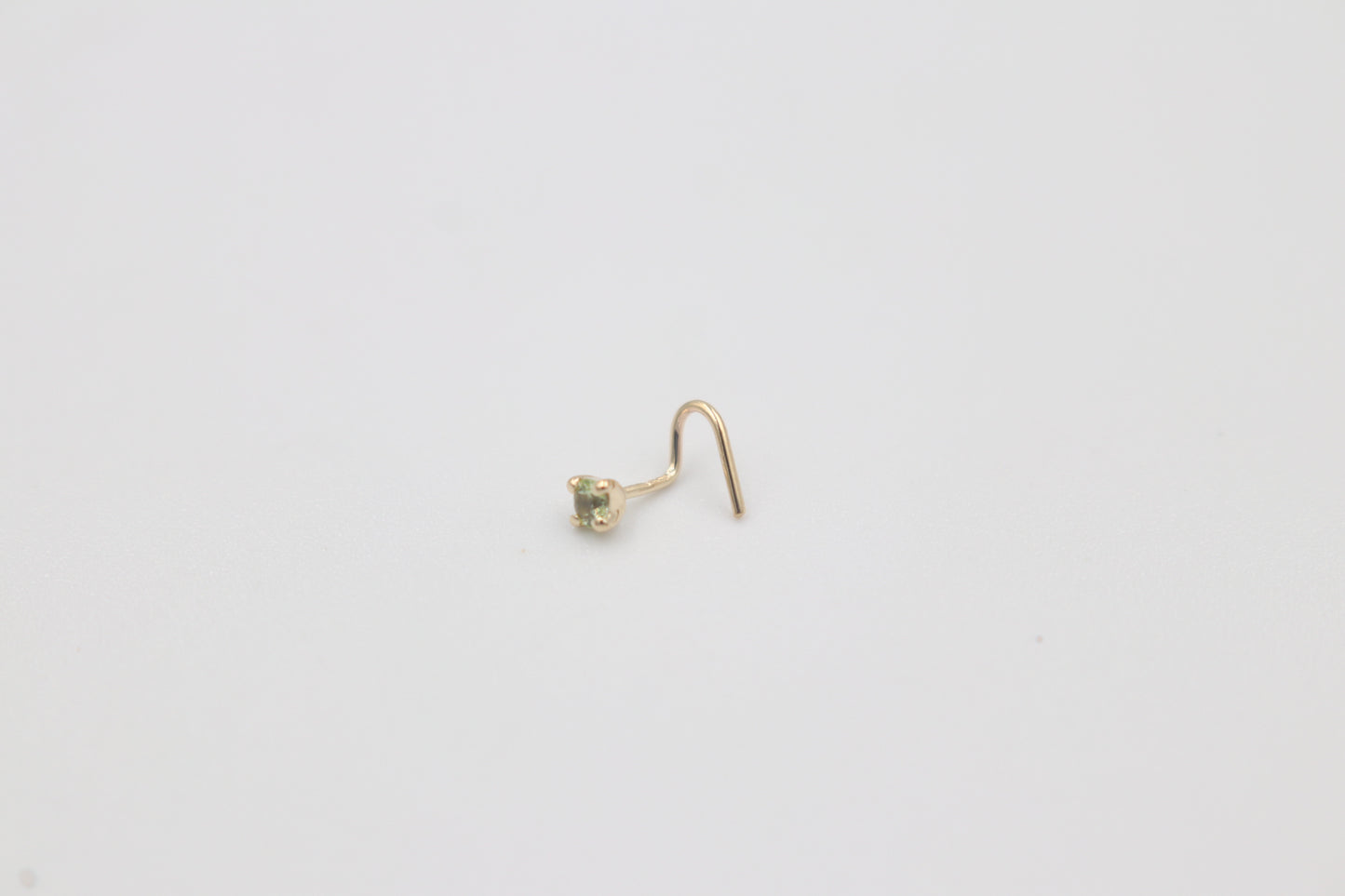 9ct Gold Genuine Peridot Nose Stud 2mm