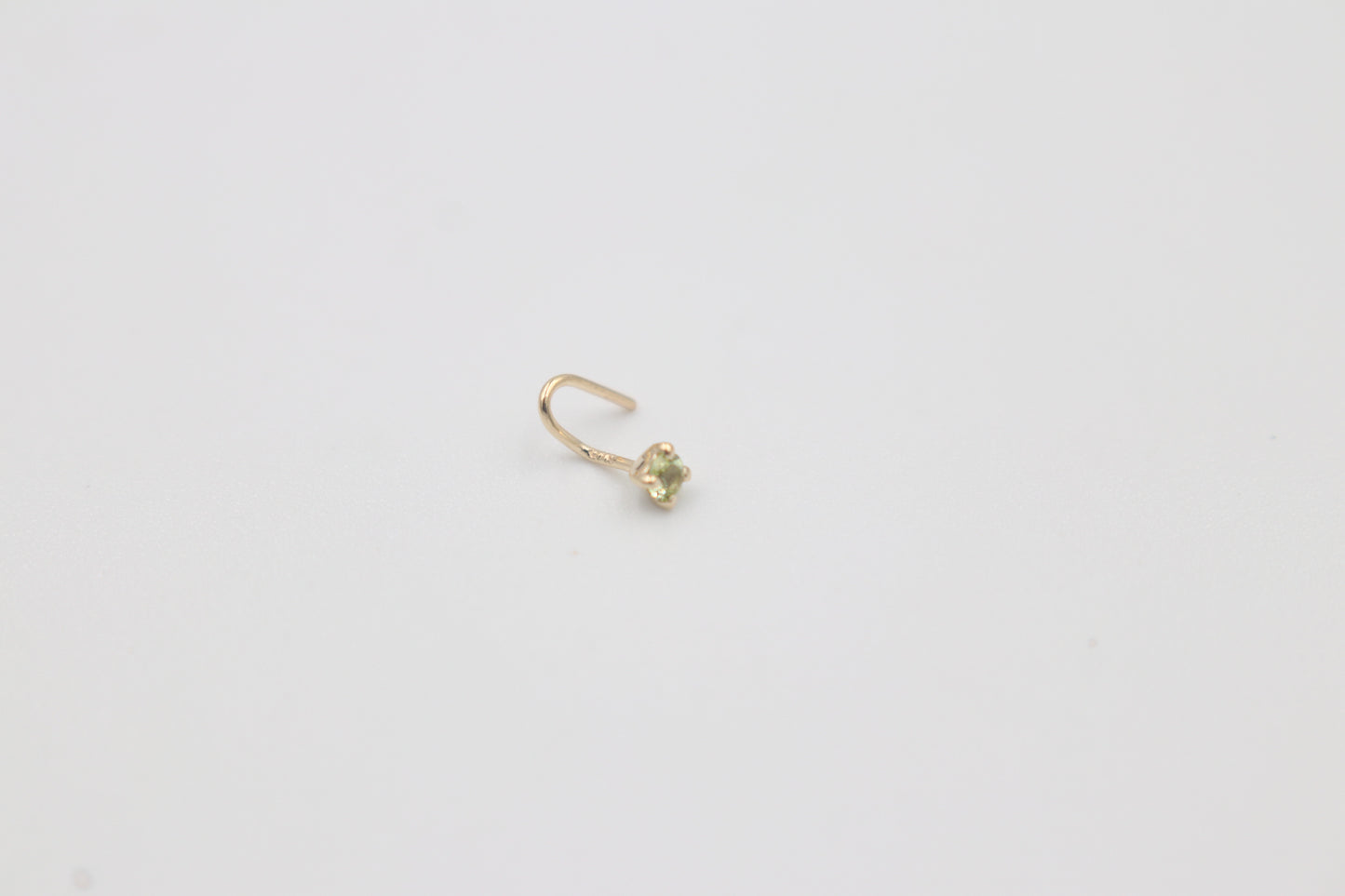 9ct Gold Genuine Peridot Nose Stud 2mm