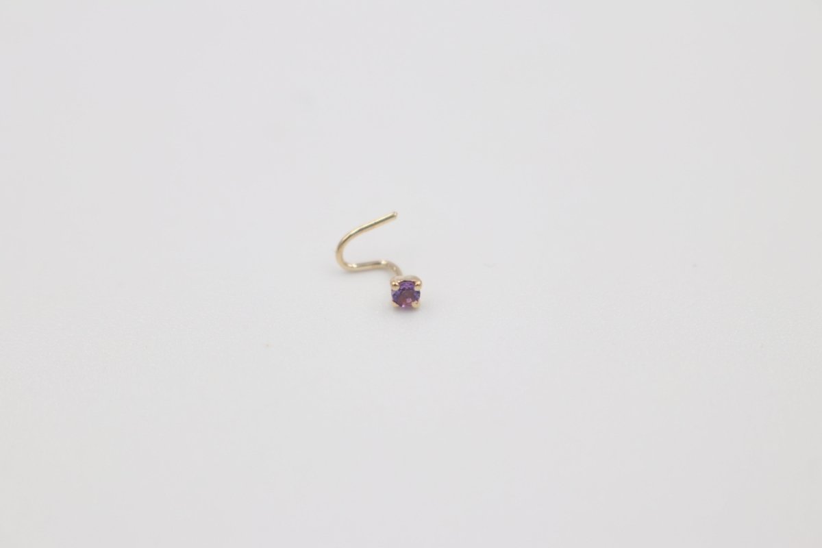 9ct Gold Genuine Amythyst Nose Stud
