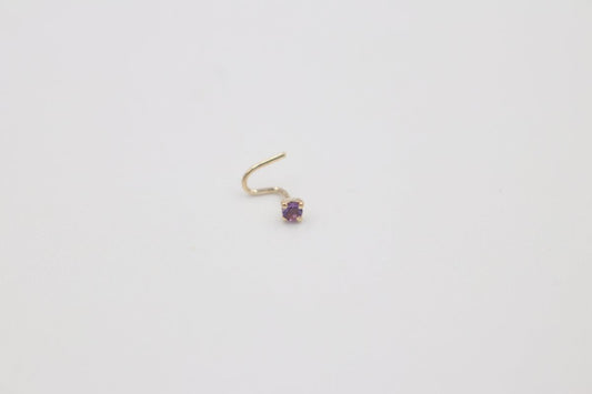 9ct Gold Genuine Amythyst Nose Stud