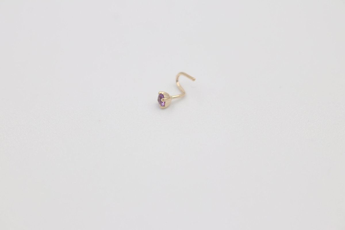 9ct Gold Genuine Amythyst Nose Stud