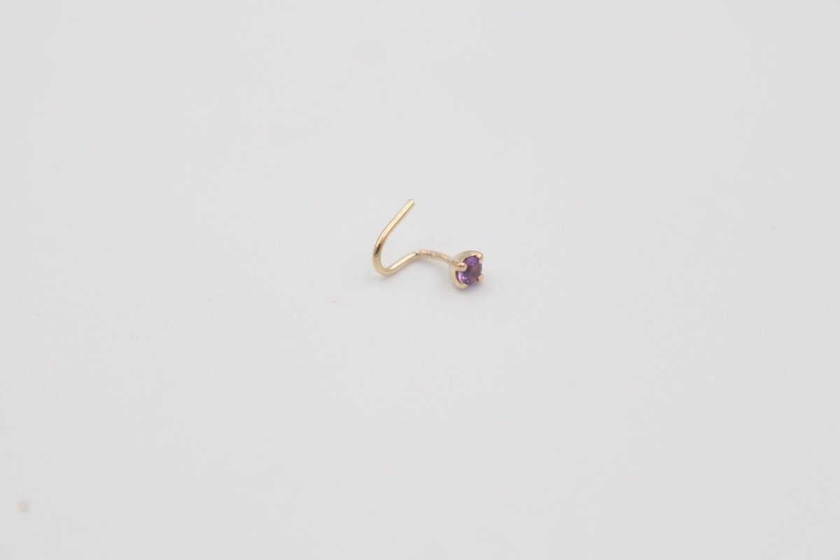 9ct Gold Genuine Amythyst Nose Stud