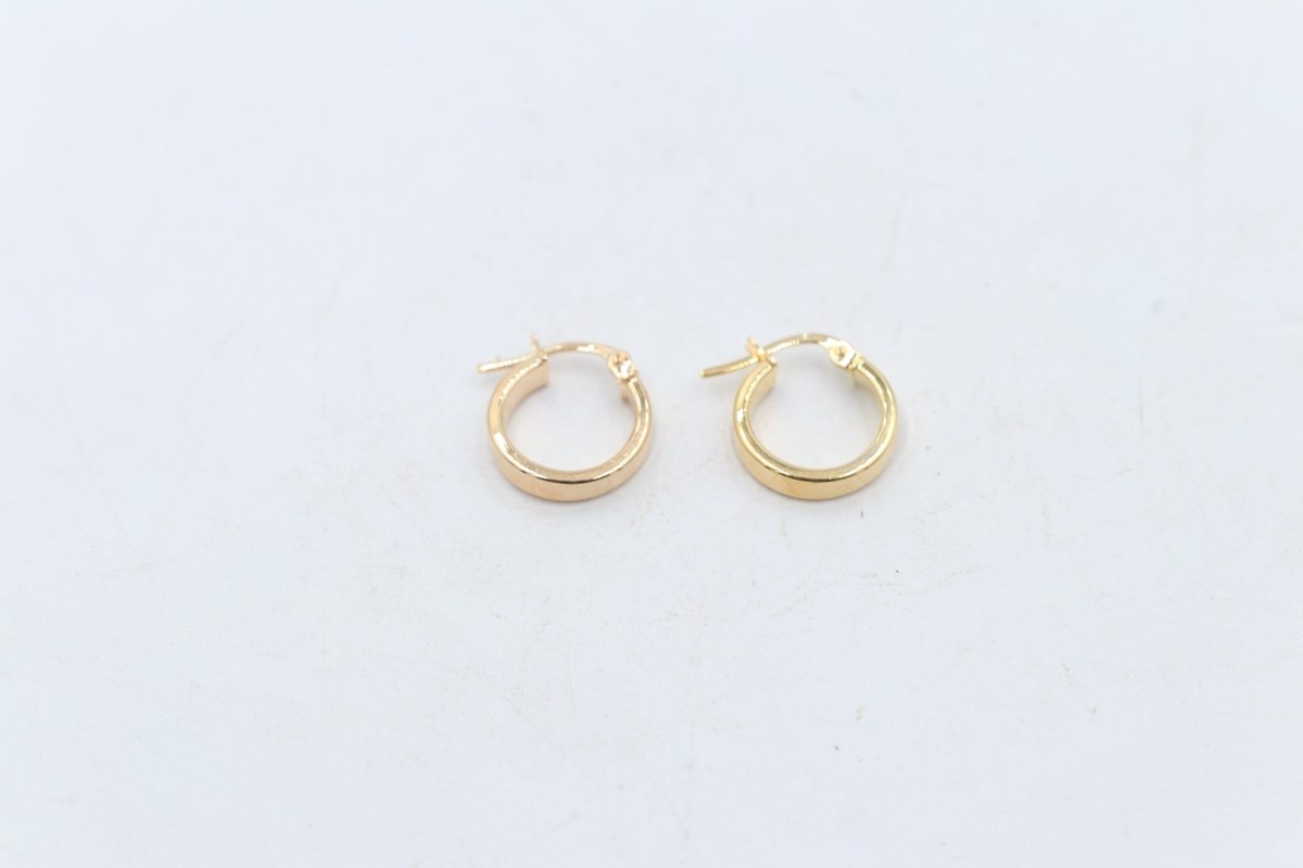 9ct Gold Wide Plain Polished square Hoop Earrings