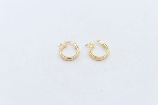 9ct Gold Wide Plain Polished square Hoop Earrings