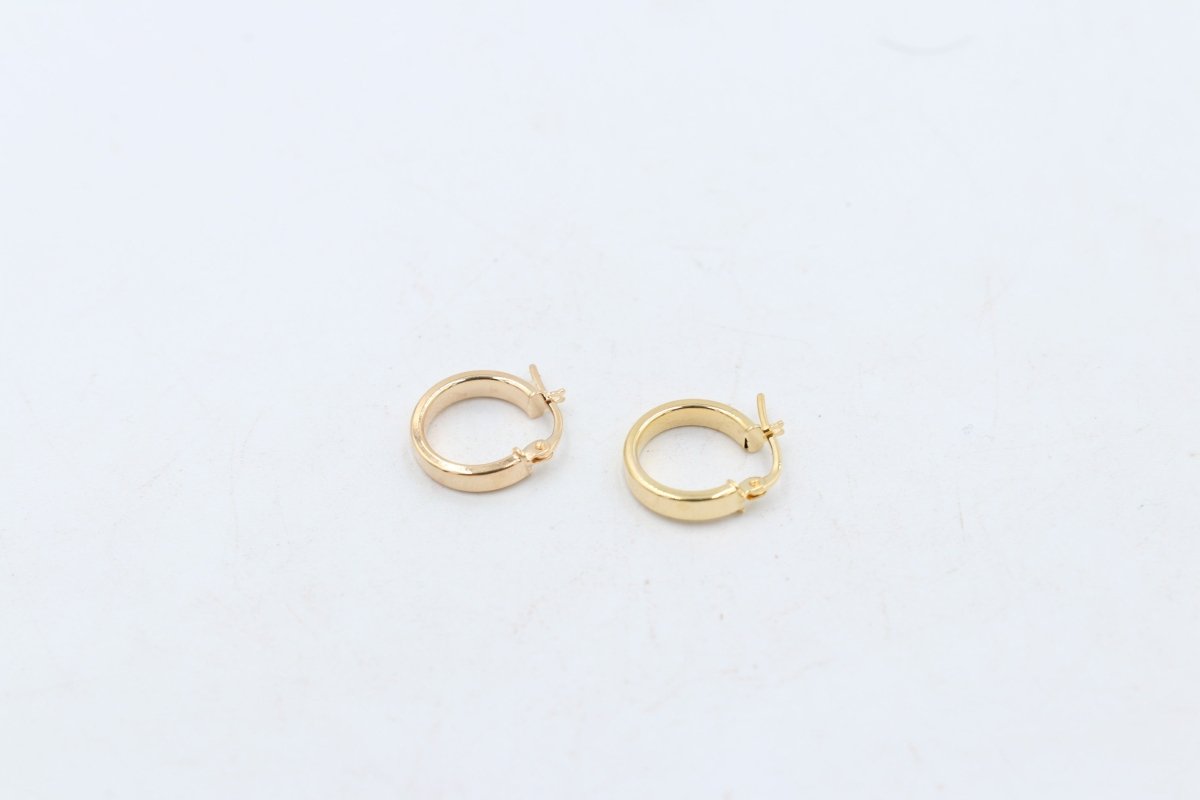9ct Gold Wide Plain Polished square Hoop Earrings