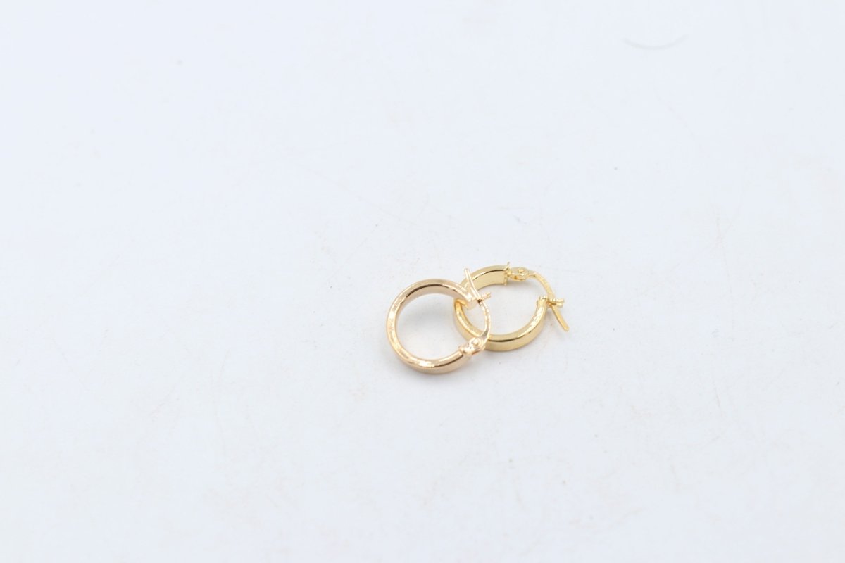 9ct Gold Wide Plain Polished square Hoop Earrings