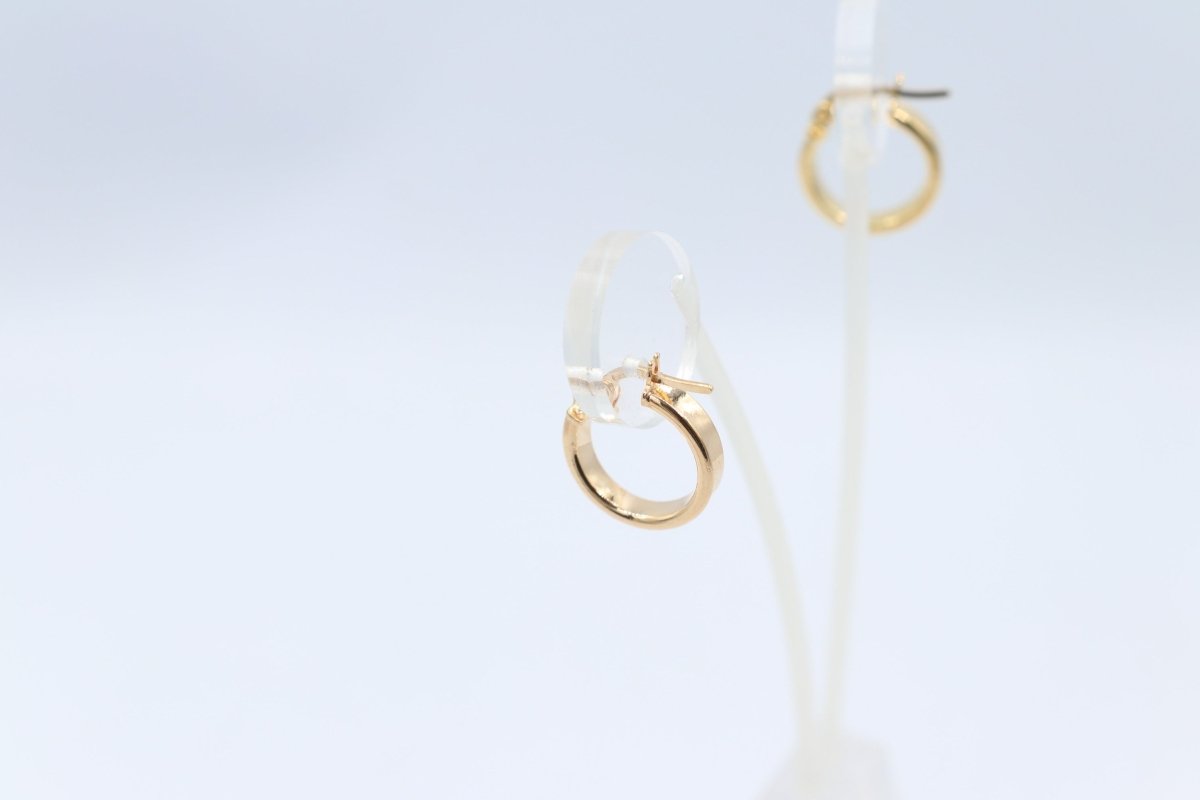9ct Gold Wide Plain Polished square Hoop Earrings