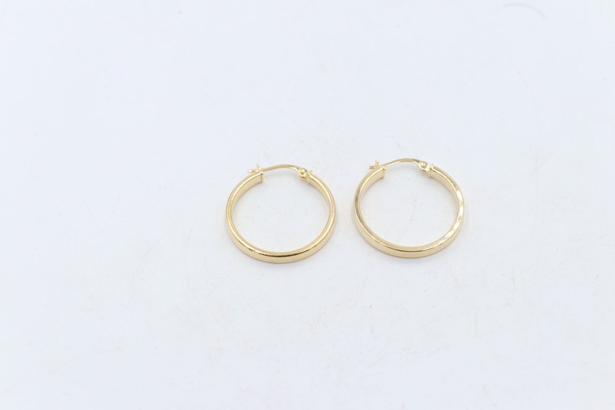 9ct Gold Wide Plain Polished square Hoop Earrings
