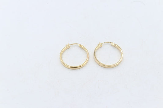 9ct Gold Wide Plain Polished square Hoop Earrings