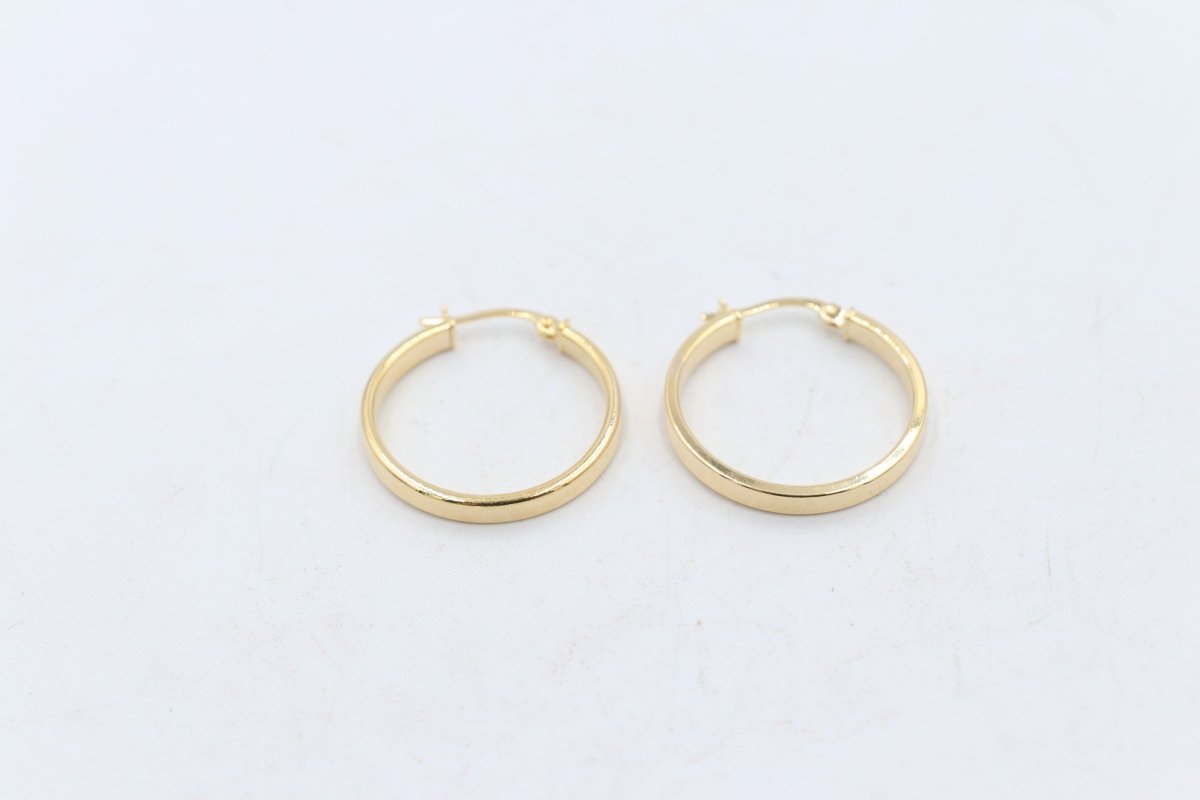 9ct Gold Wide Plain Polished square Hoop Earrings