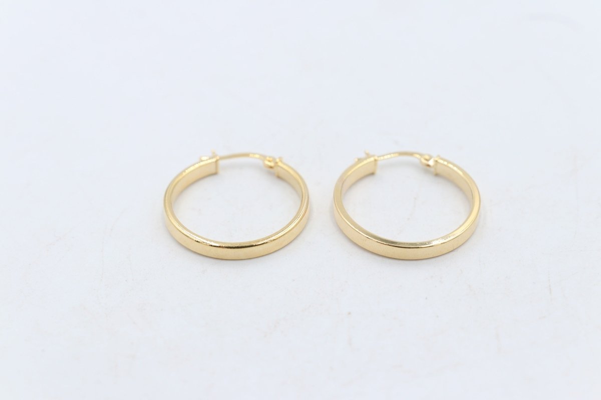 9ct Gold Wide Plain Polished square Hoop Earrings