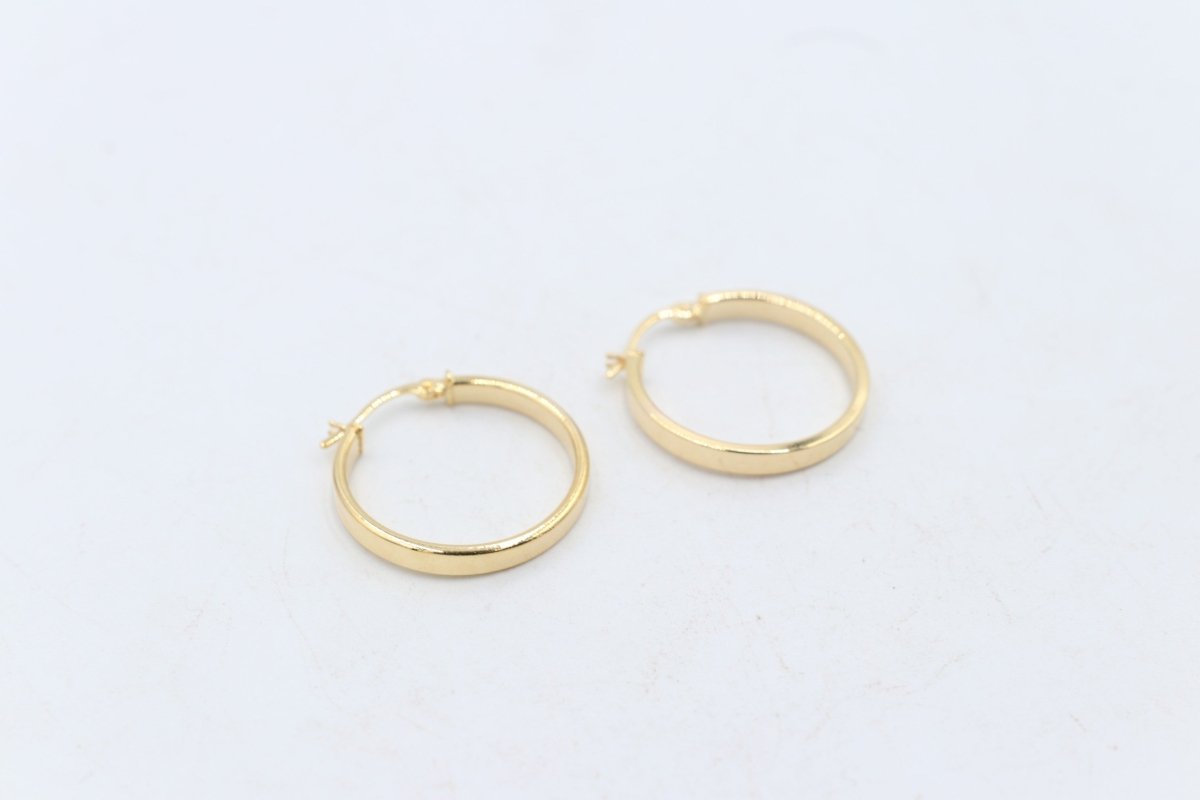 9ct Gold Wide Plain Polished square Hoop Earrings