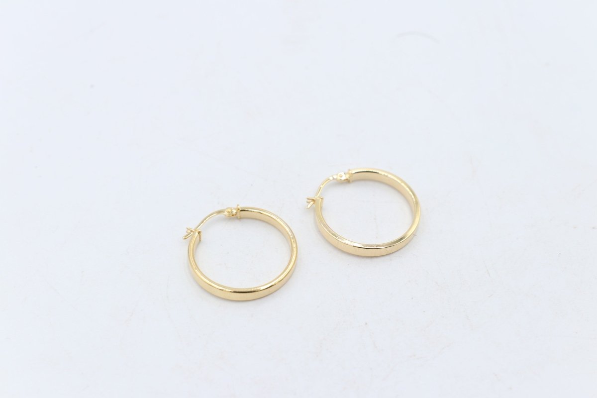 9ct Gold Wide Plain Polished square Hoop Earrings