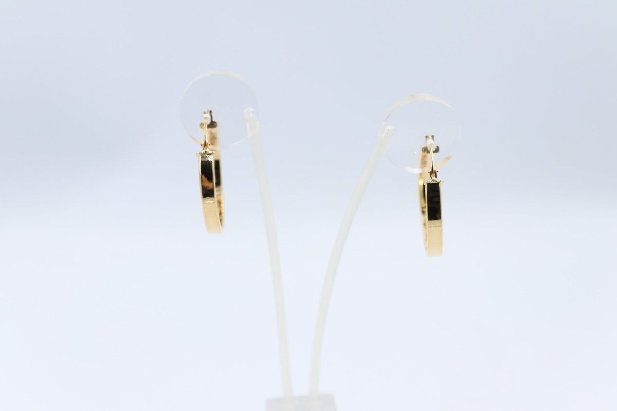 9ct Gold Wide Plain Polished square Hoop Earrings