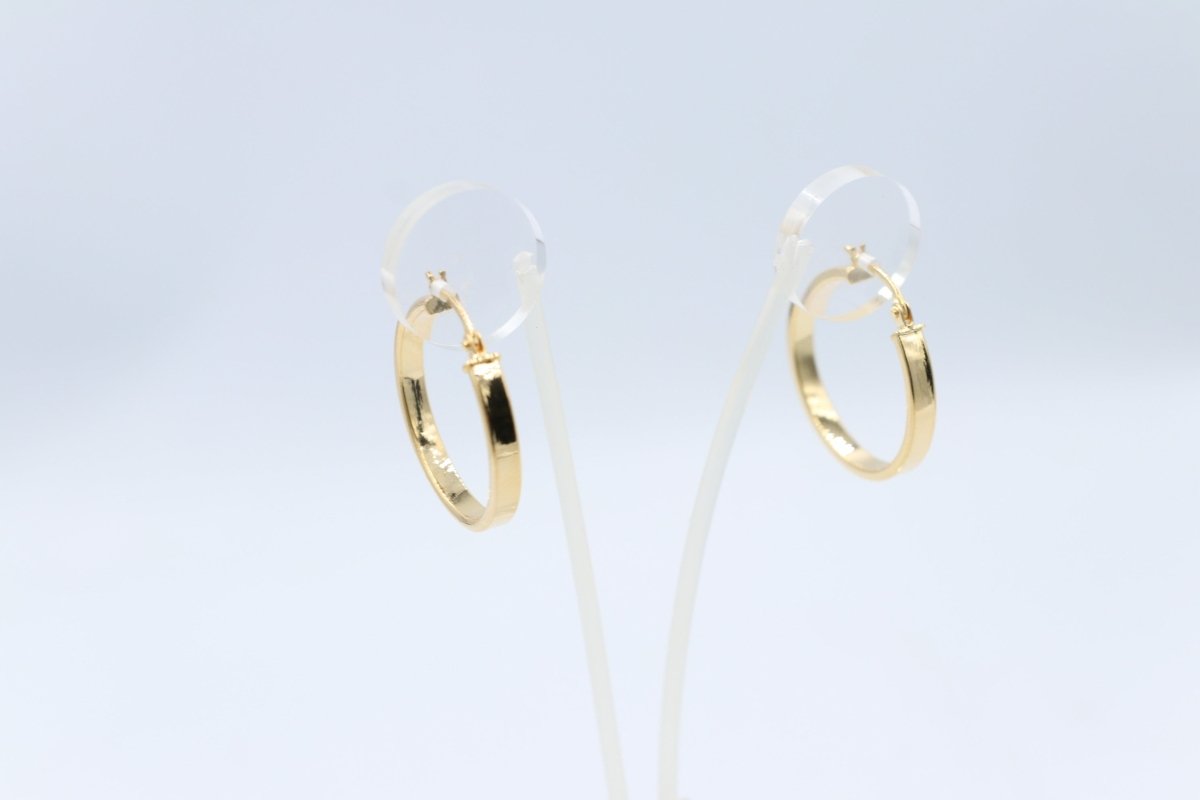9ct Gold Wide Plain Polished square Hoop Earrings