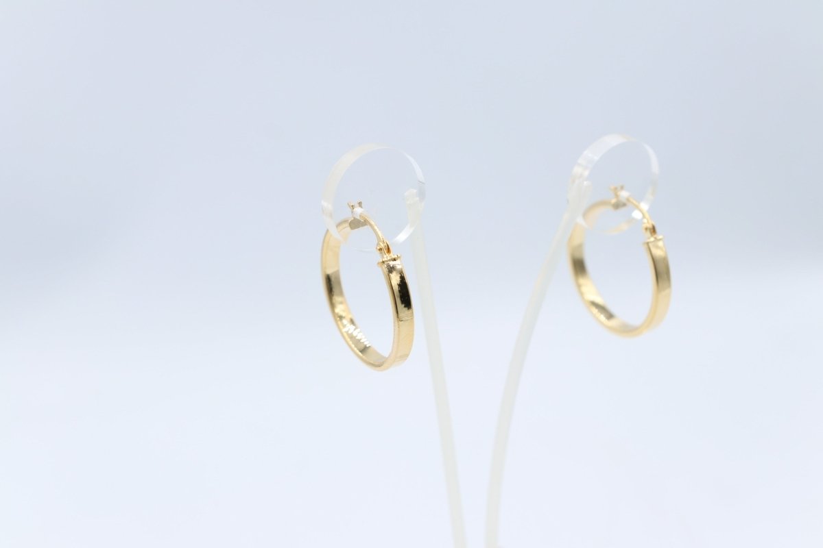 9ct Gold Wide Plain Polished square Hoop Earrings