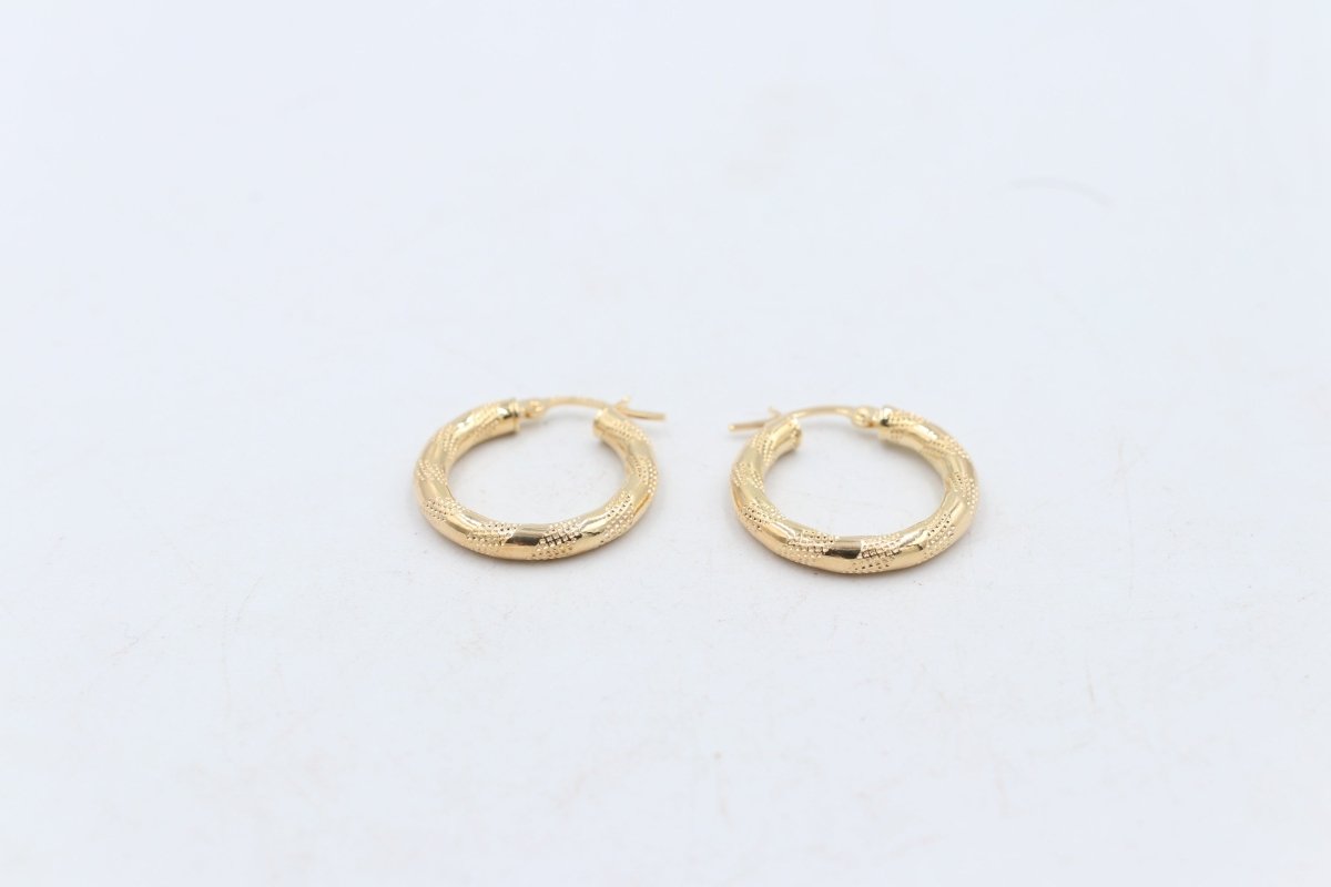 9ct Gold  Tiger stripe Hoop Earrings
