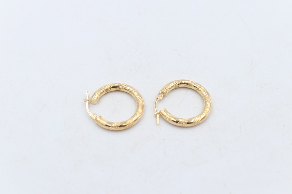 9ct Gold  Tiger stripe Hoop Earrings