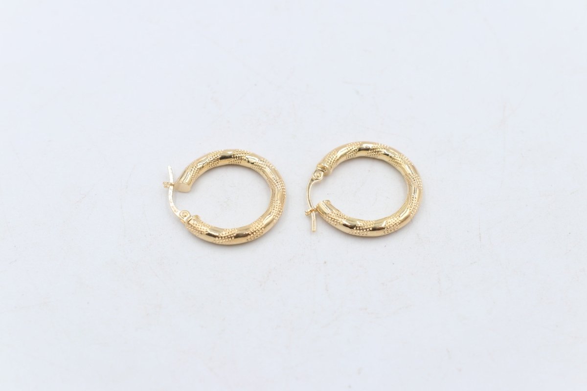 9ct Gold  Tiger stripe Hoop Earrings