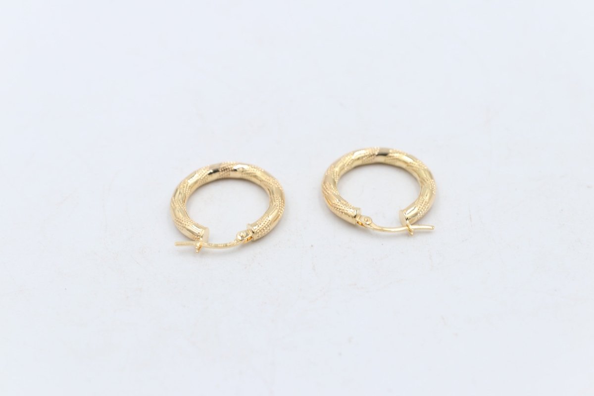 9ct Gold  Tiger stripe Hoop Earrings
