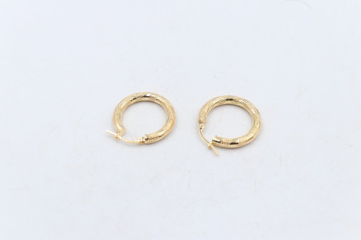 9ct Gold  Tiger stripe Hoop Earrings