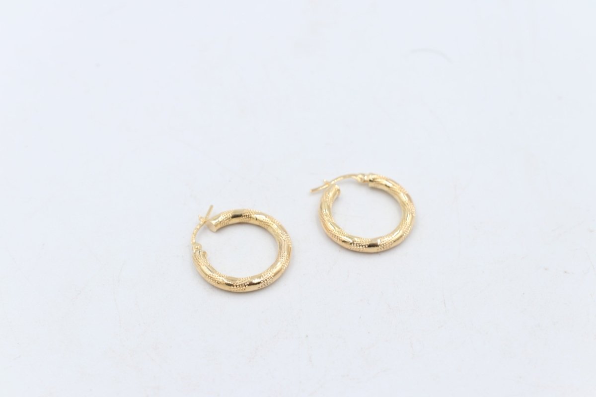 9ct Gold  Tiger stripe Hoop Earrings