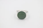 Stg Silver Mens Greenstone set Ring 476ALX
