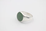 Stg Silver Mens Greenstone set Ring 476ALX