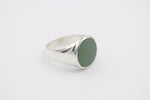 Stg Silver Mens Greenstone set Ring 476ALX