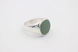 Stg Silver Mens Greenstone set Ring 476ALX