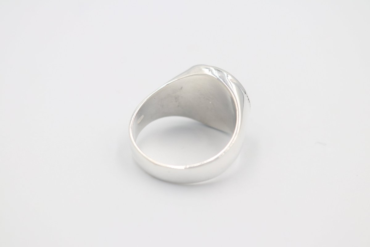Stg Silver Mens Greenstone set Ring 476ALX