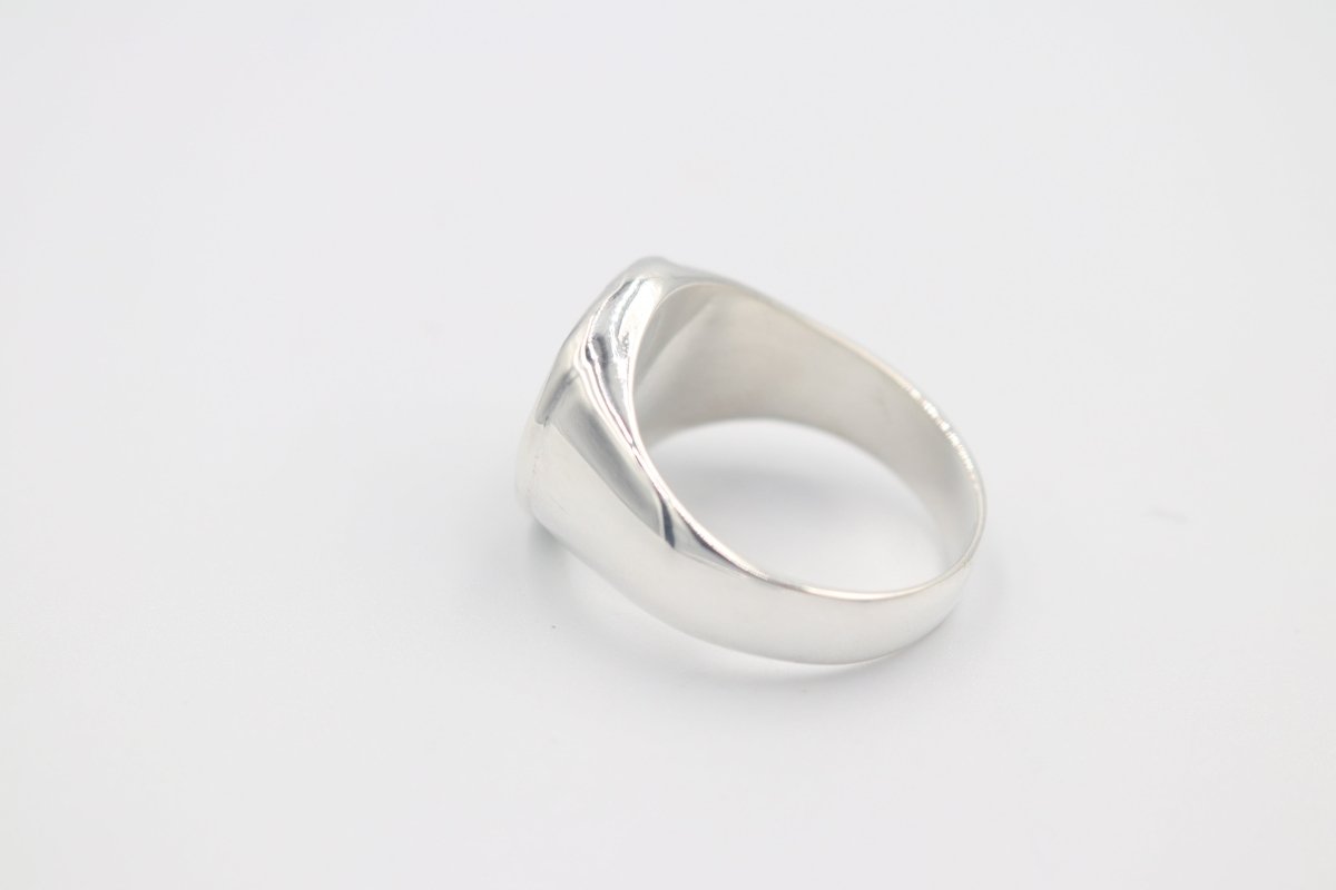 Stg Silver Mens Greenstone set Ring 476ALX