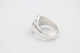 Stg Silver Mens Greenstone set Ring 476ALX