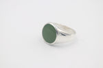 Stg Silver Mens Greenstone set Ring 476ALX