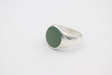 Stg Silver Mens Greenstone set Ring 476ALX