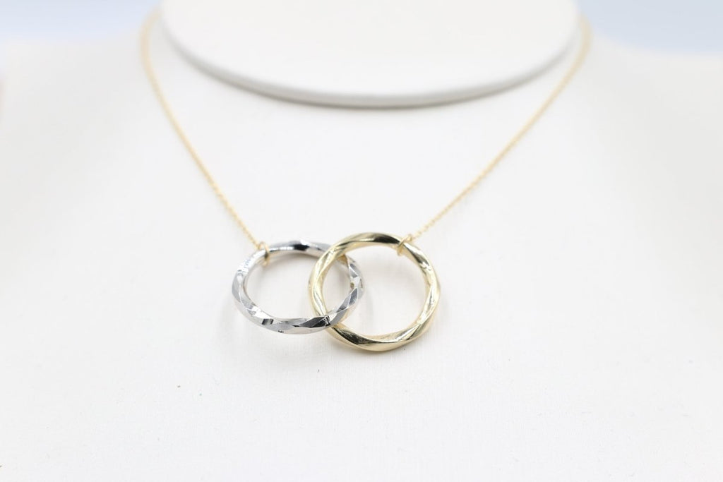 Nine Two Rings 9ct Gold Two tone Double ring Pendent with 9ct Gold Chain – Stonex ...
