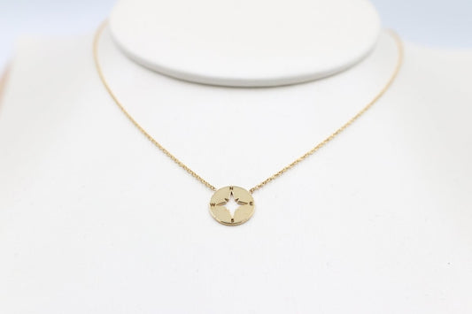 9ct Gold Compass Design Pendent with 9ct Gold Chain