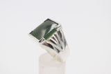 Stg Silver Heavy Mens Ring with Greenstone