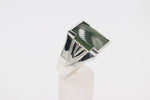 Stg Silver Heavy Mens Ring with Greenstone