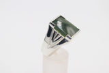 Stg Silver Heavy Mens Ring with Greenstone