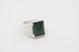 Stg Silver Heavy Mens Ring with Greenstone