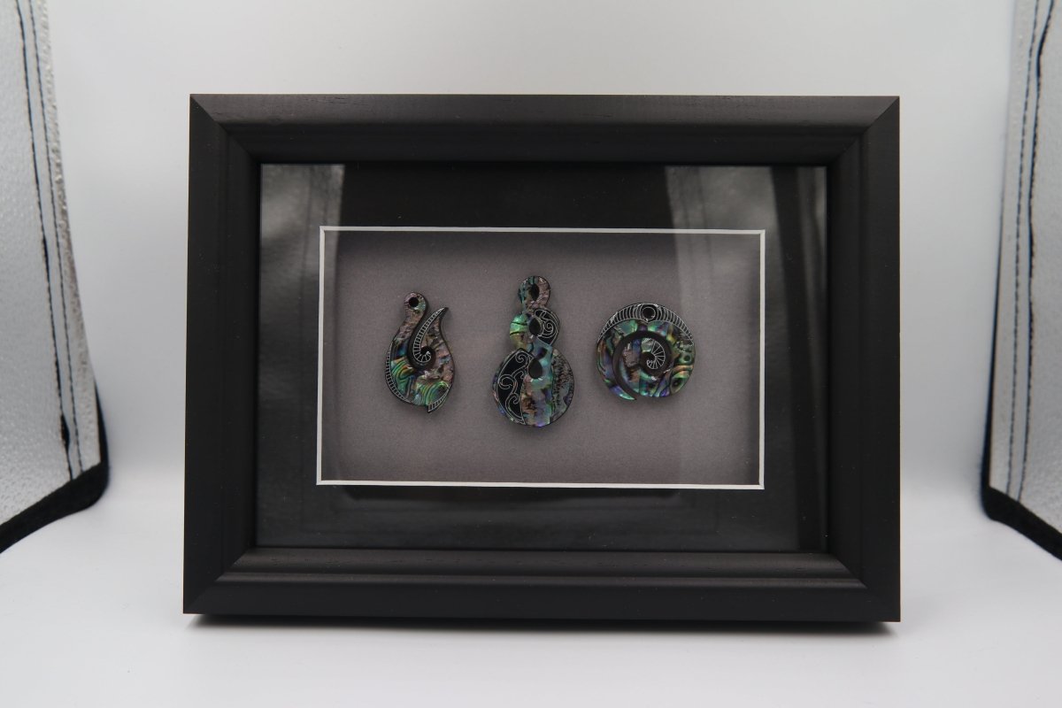 Framed Pāua Pieces