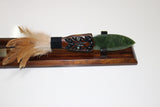 New Zealand Wood and Greenstone Taiaha with base